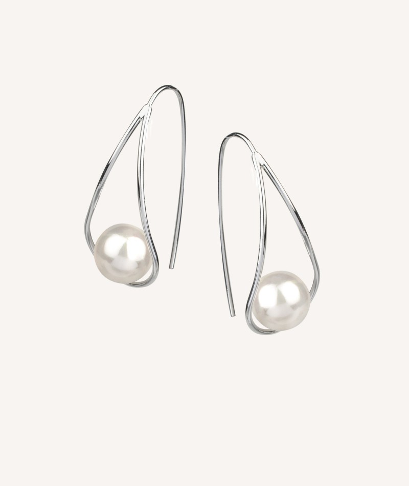 Silver Iridescent Pearl Earrings