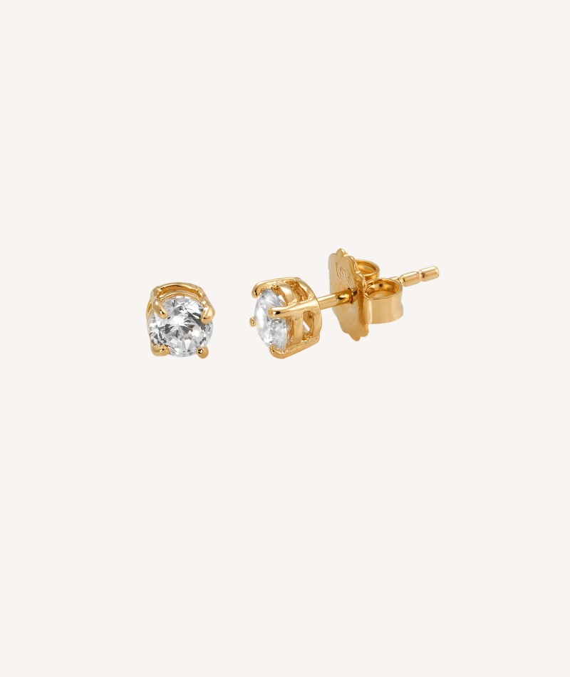 Earring Gold Zircons claws S