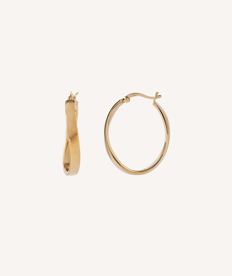 Mara Earrings  18K Gold Plated wavy oval hoop