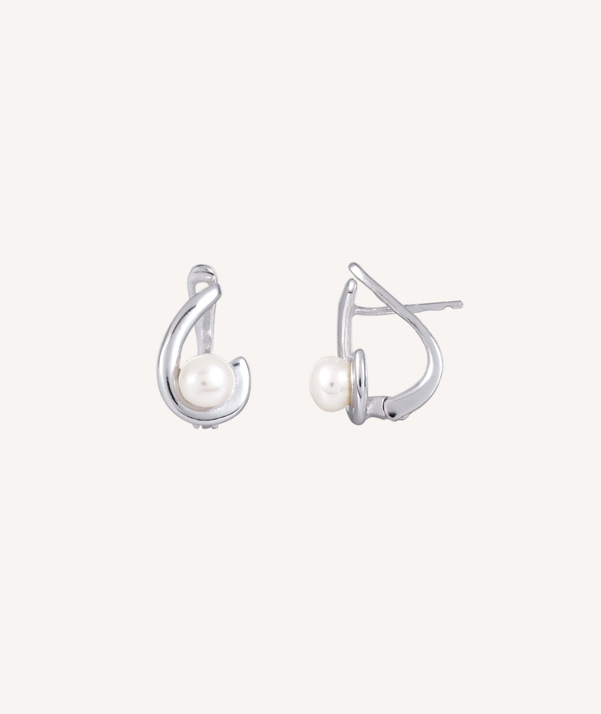 Earrings  silver 925 with zirconias and cultured pearl