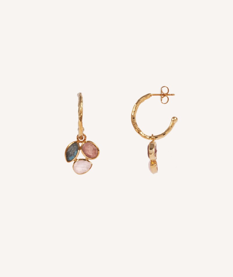 Earrings Rosella 18 Kt Gold Plated natural stones