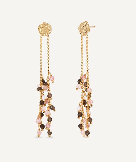 Earrings Nahir collection Gaia 18 Kt Gold Plated long stones