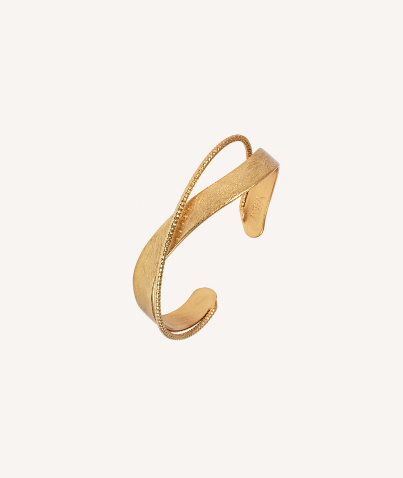 Onada Bangle 18k Gold Plated scratched texture and fine thread