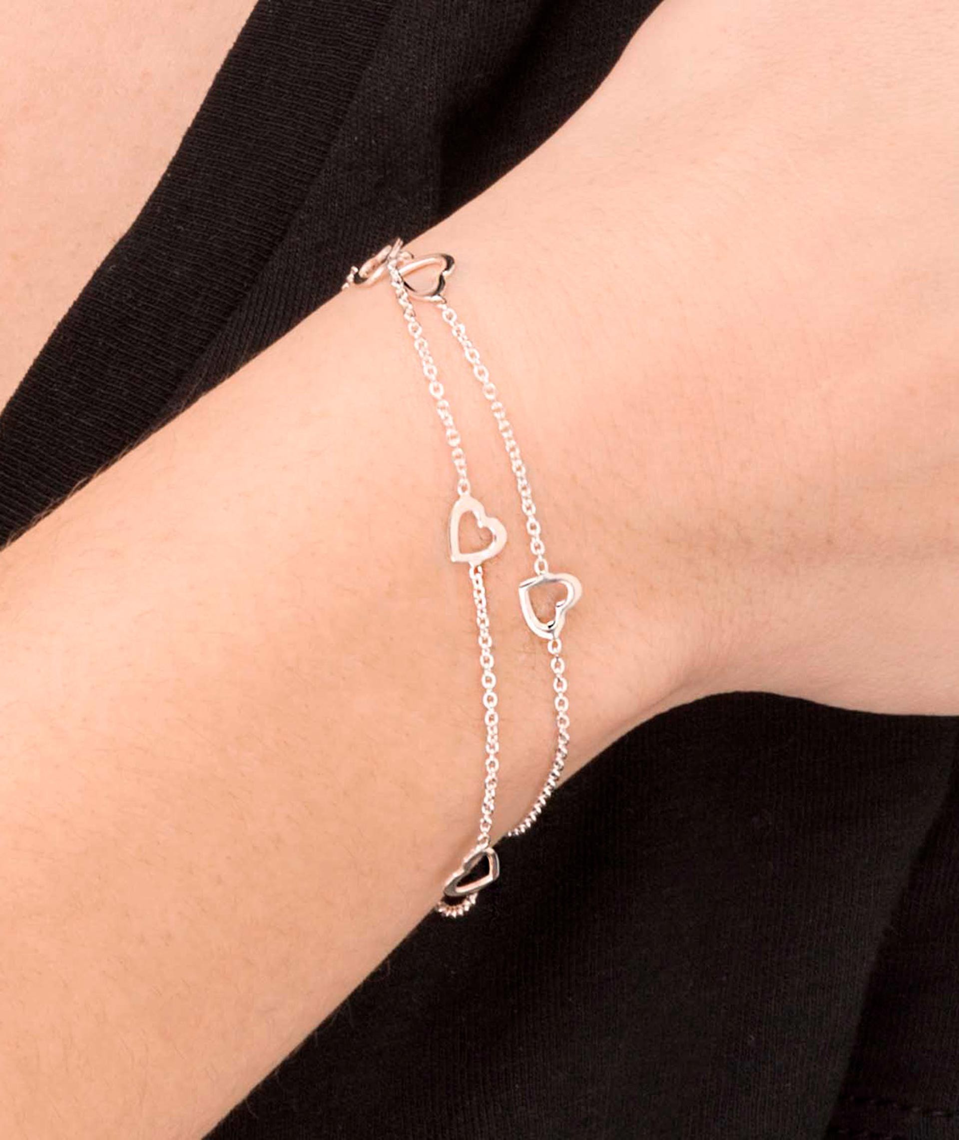 Bracelet Double Chain hearts