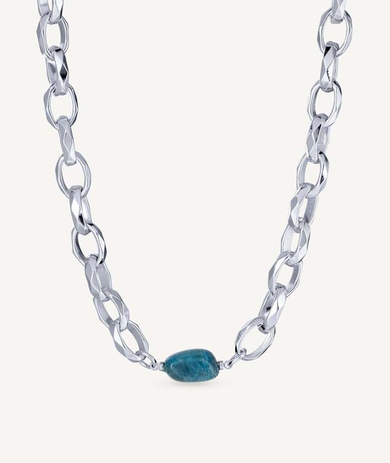 Necklace Claire Silver plated Blue Natural Stone Chain