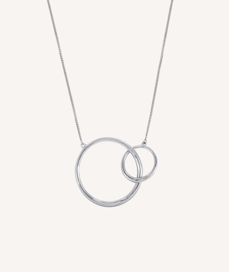 Amy Necklace 925 Sterling Silver plated Double ring 75cm
