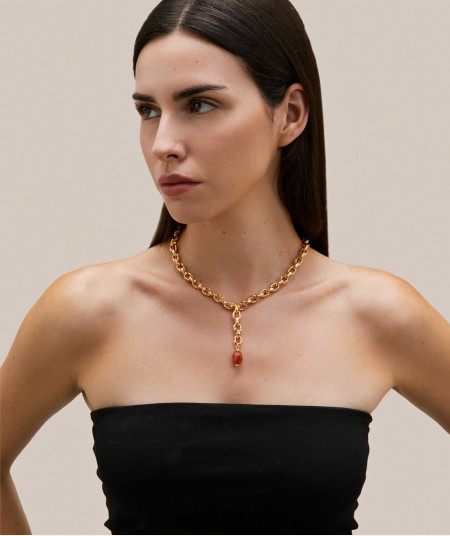 Necklace Alba 18 Kt Gold Plated link agate