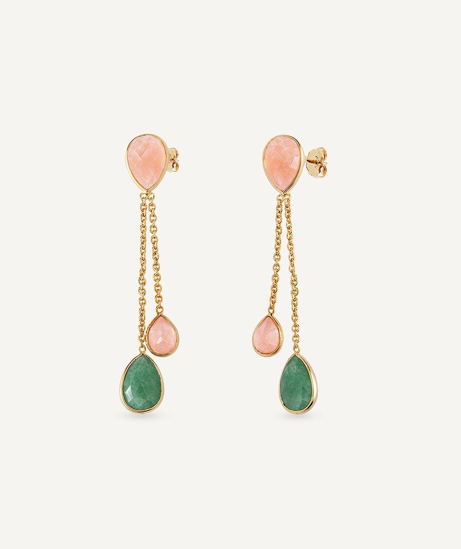 Earrings Ombra collection Dreams 18 Kt Gold Plated natural stones