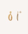 Cavalleria Long Earrings 18K Gold Plated shiny top and striped oval part