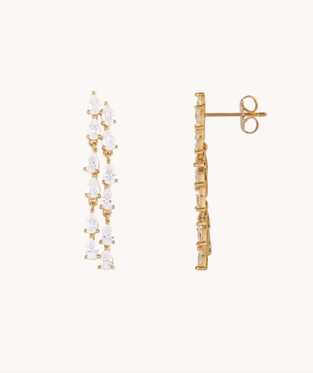 Earrings Máxima 925 silver 18kt gold plated long cubic zirconias