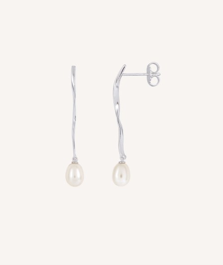 Earrings Giselle silver 925 long with cultured pearl