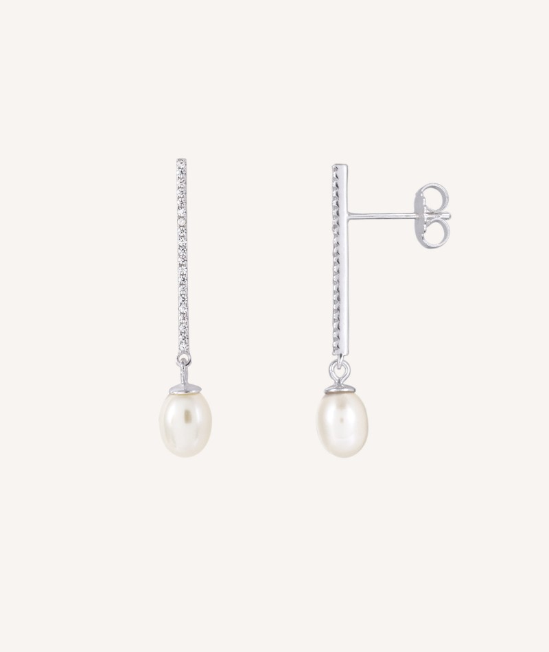 Earrings  silver 925 long with cultured pearl