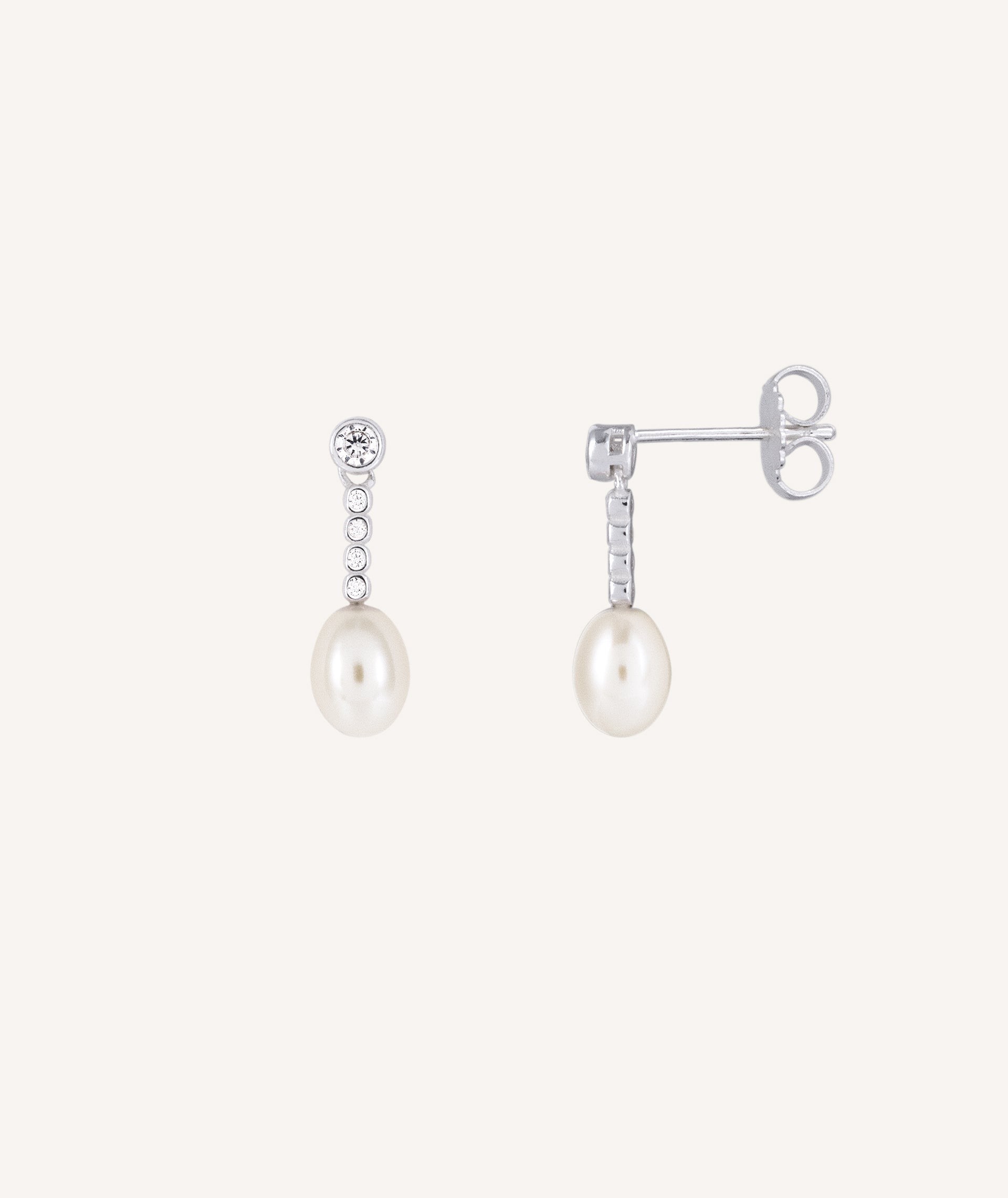 Earrings  silver 925 long with cultured pearl