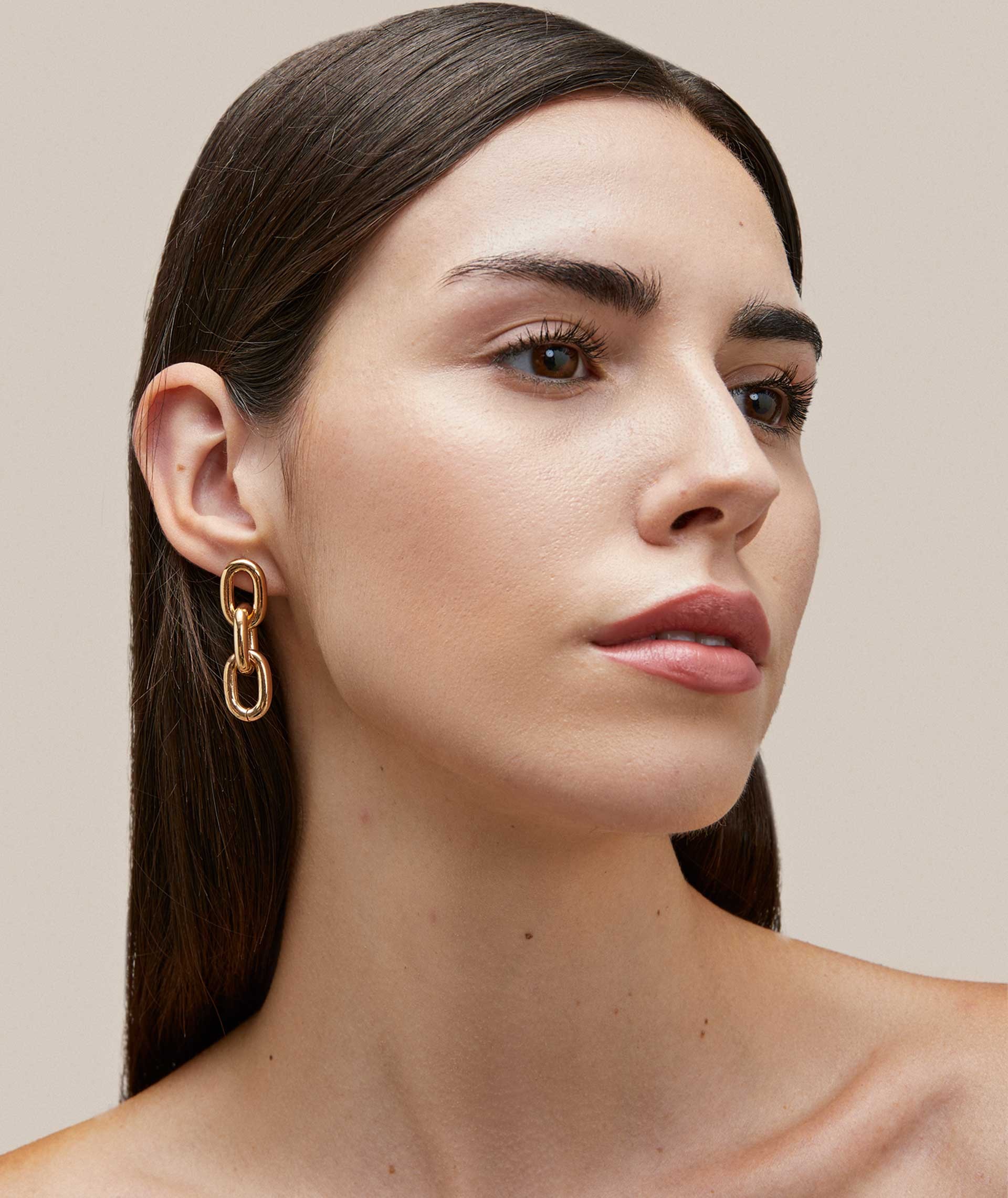 Earrings Julieta 18 Kt Gold Plated link oval