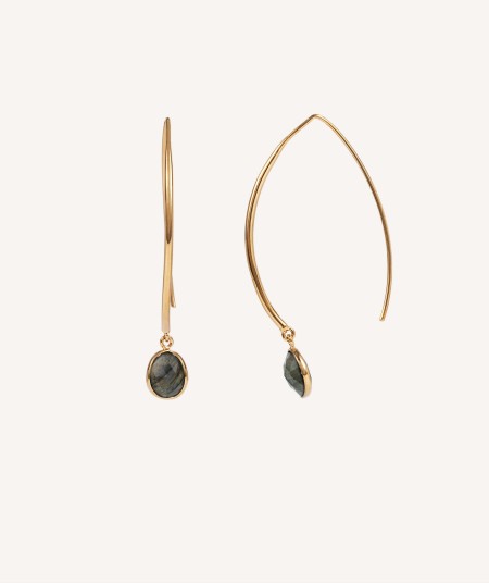 Earrings Tanit 18 Kt Gold Plated natural stone labradorite