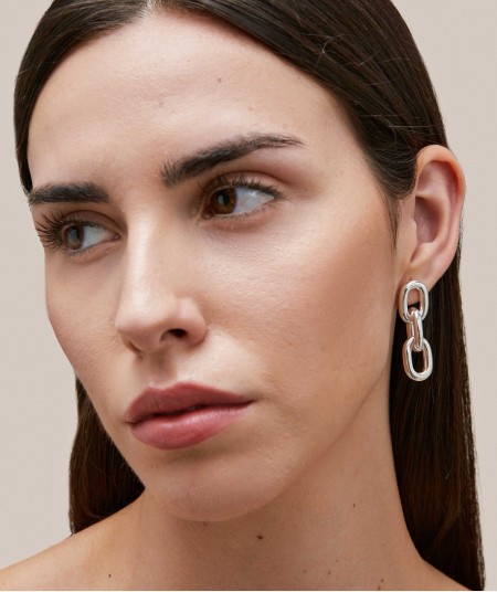 Earrings Julieta Silver plated link oval