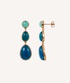 Earrings Gold 18ct Plated Green Stones