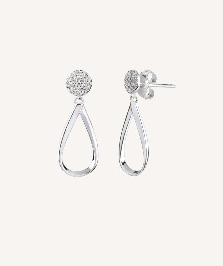 Long Silver Zircon Earrings