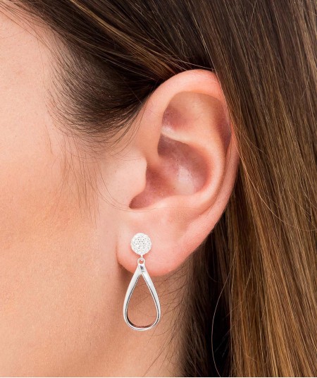 Long Silver Zircon Earrings