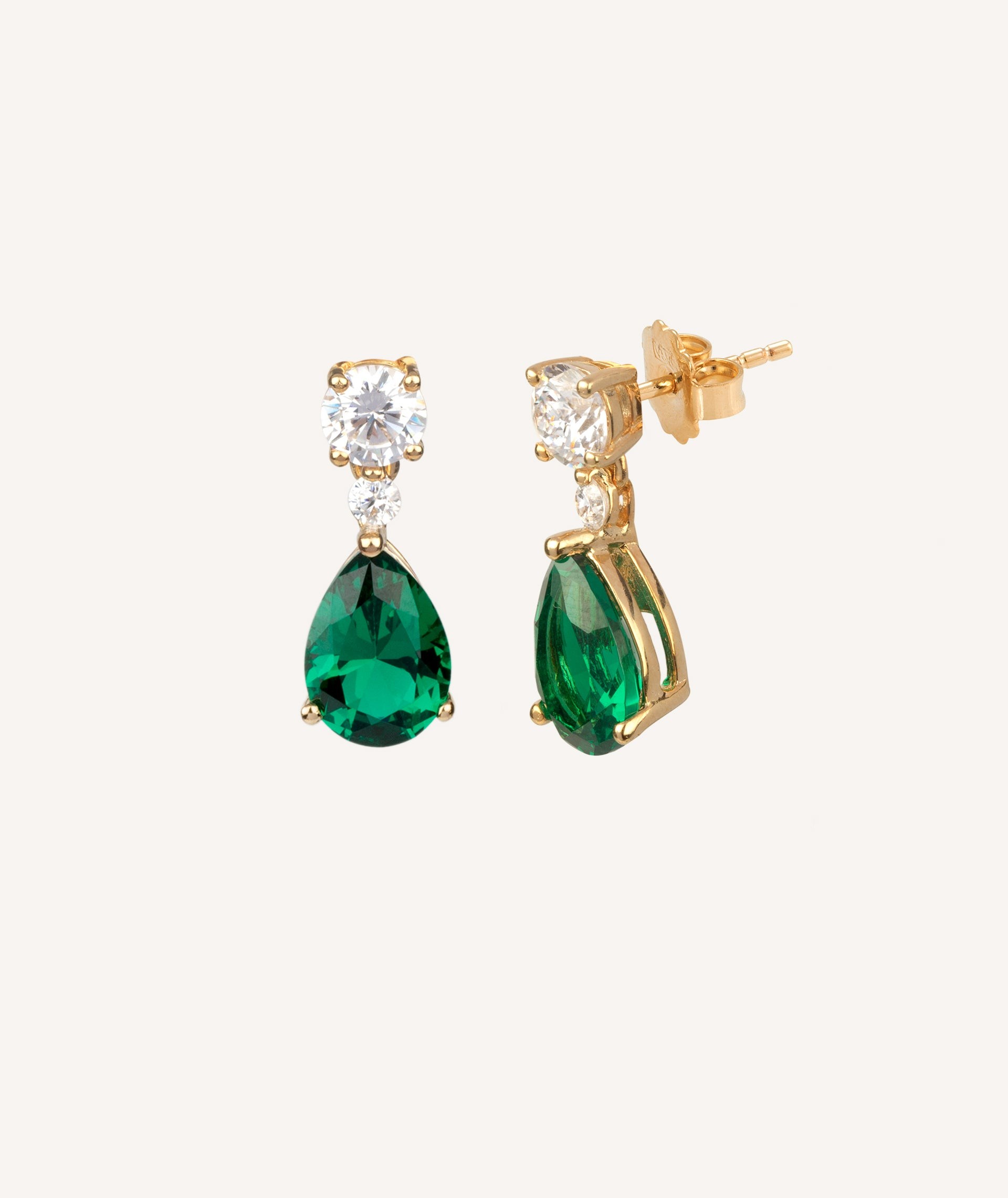 Earrings tears emerald
