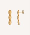 Earrings  18 kt gold plated triple oval with relief