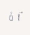 Cavalleria Long Earrings Silver Plated shiny top and striped oval part