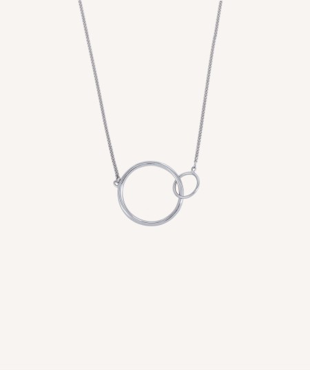 Amy Necklace 925 Sterling Silver plated Double ring 60cm