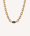 Necklace Camila 18 Kt Gold Plated link natural stone labradorite