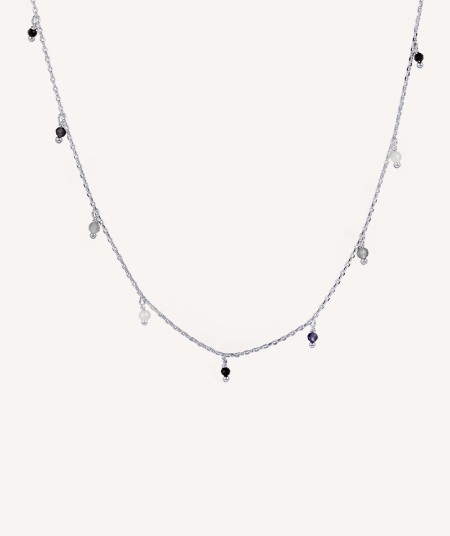 Necklace Midnight Silver plated with natural stones