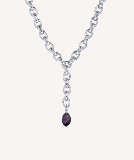 Necklace Camila Silver plated  link Amethyst