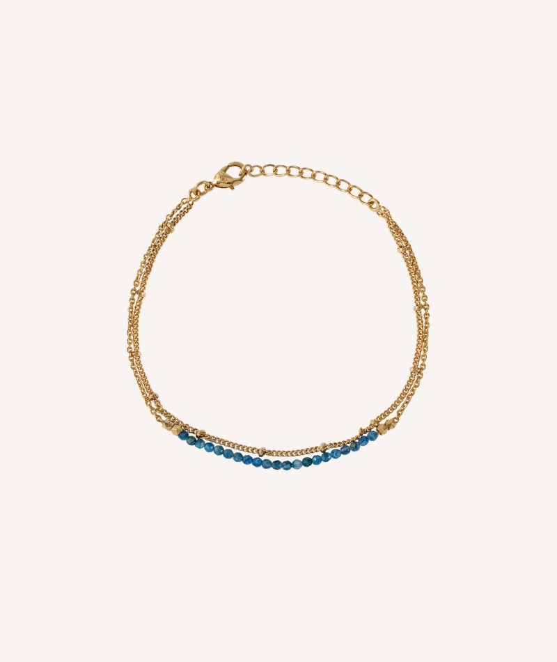 Bracelet double 18 ct Gold Plated Blue Stones