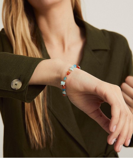 Pulsera Ona con Piedras Naturales Tricolor 