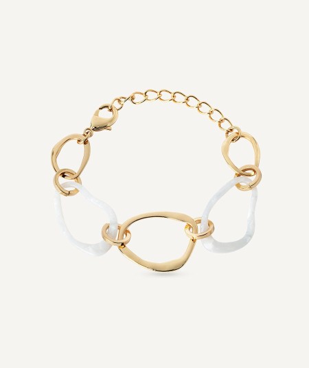 Pulsera Reflexe  chapado Oro 18 Kt acetato blanco