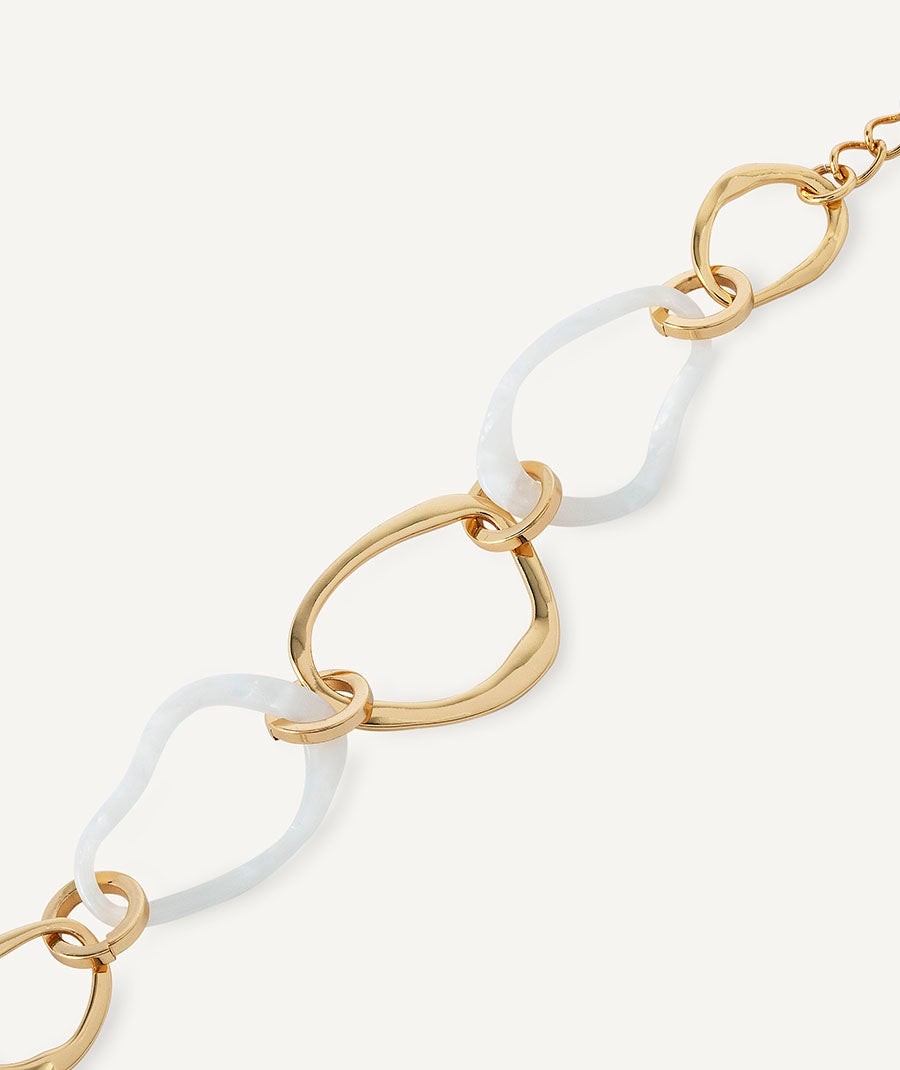 Pulsera Reflexe  chapado Oro 18 Kt acetato blanco