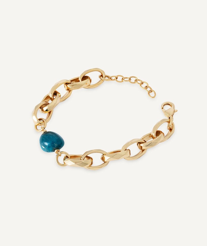 Pulsera Claire  chapado Oro 18 Kt cadena piedra natural azul