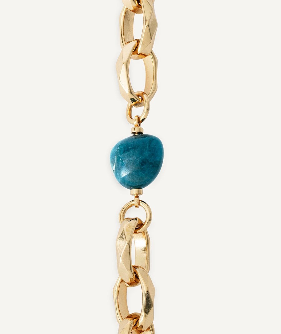 Pulsera Claire  chapado Oro 18 Kt cadena piedra natural azul