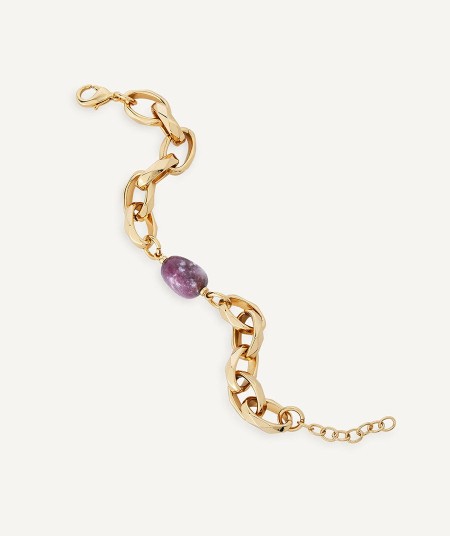 Bracelet Ivette collection Chains 18 Kt Gold Plated Natural stone chain