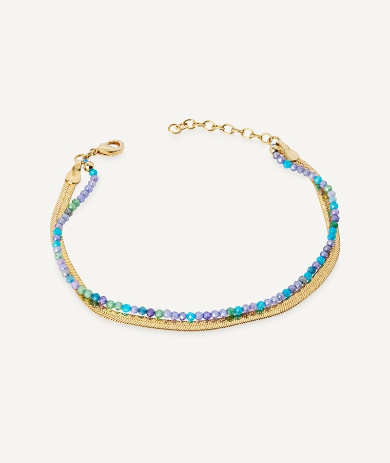 Bracelet collection Esenciales 18 Kt Gold Plated Double Multicolor Circummeter Chain