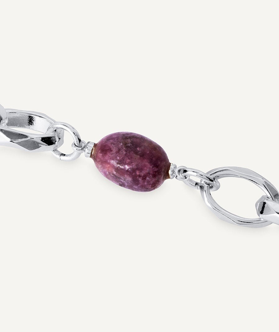 Pulsera Ivette Chapado Plata de primera Ley con piedra natural morada