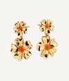 Earrings  collection María G. de Jaime 18 Kt Gold Plated Red enamel flowers