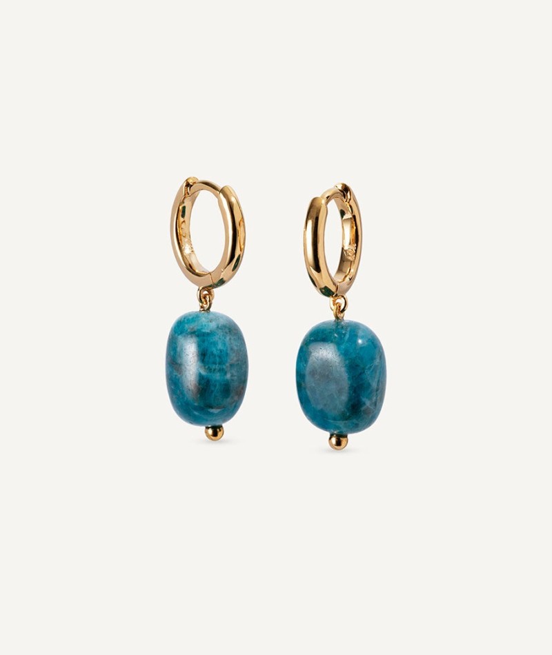 Earrings  collection María G. de Jaime 18 Kt Gold Plated Blue Natural Stone Aro