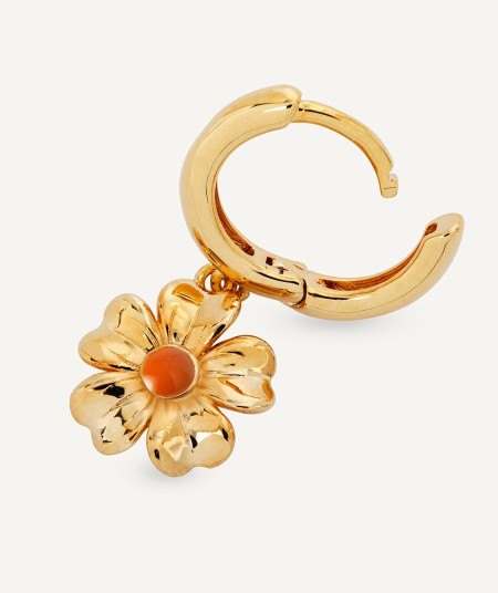 Earrings  collection María G. de Jaime 18 Kt Gold Plated Red enamel flower ring