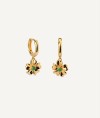 Earrings  collection María G. de Jaime 18 Kt Gold Plated Green Enamel Flower Aro