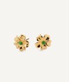 Earrings  collection María G. de Jaime 18 Kt Gold Plated Green enamel flower