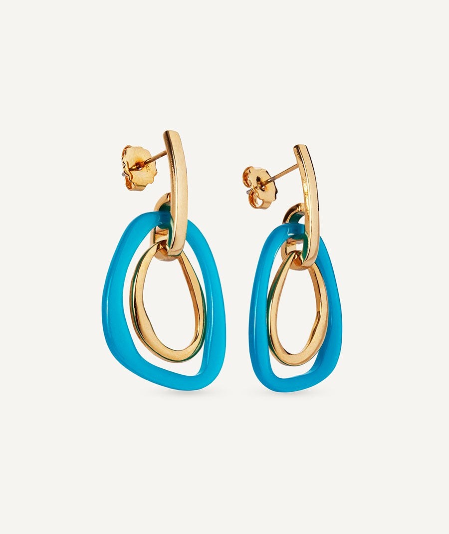 Earrings Oratge collection Eva 18 Kt Gold Plated Blue acetate