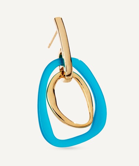 Earrings Oratge collection Eva 18 Kt Gold Plated Blue acetate