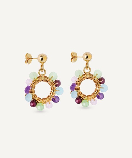 Earrings Fosquet collection Esenciales 18 Kt Gold Plated Aro Natural stones