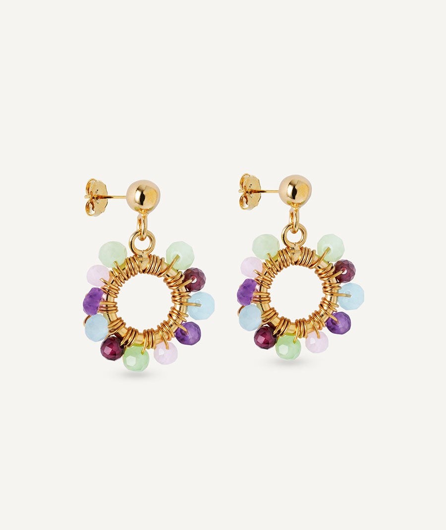 Earrings Fosquet collection Esenciales 18 Kt Gold Plated Aro Natural stones