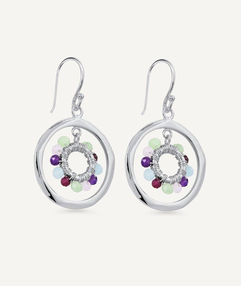 Earrings Fosquet collection Esenciales Silver plated Aro Natural stones