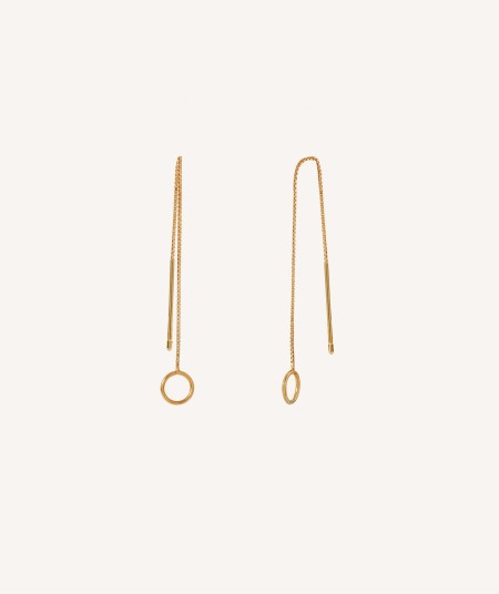 Pendientes Helena  Plata de Ley 925 Chapado Oro 18Kt aro con cadena colgante